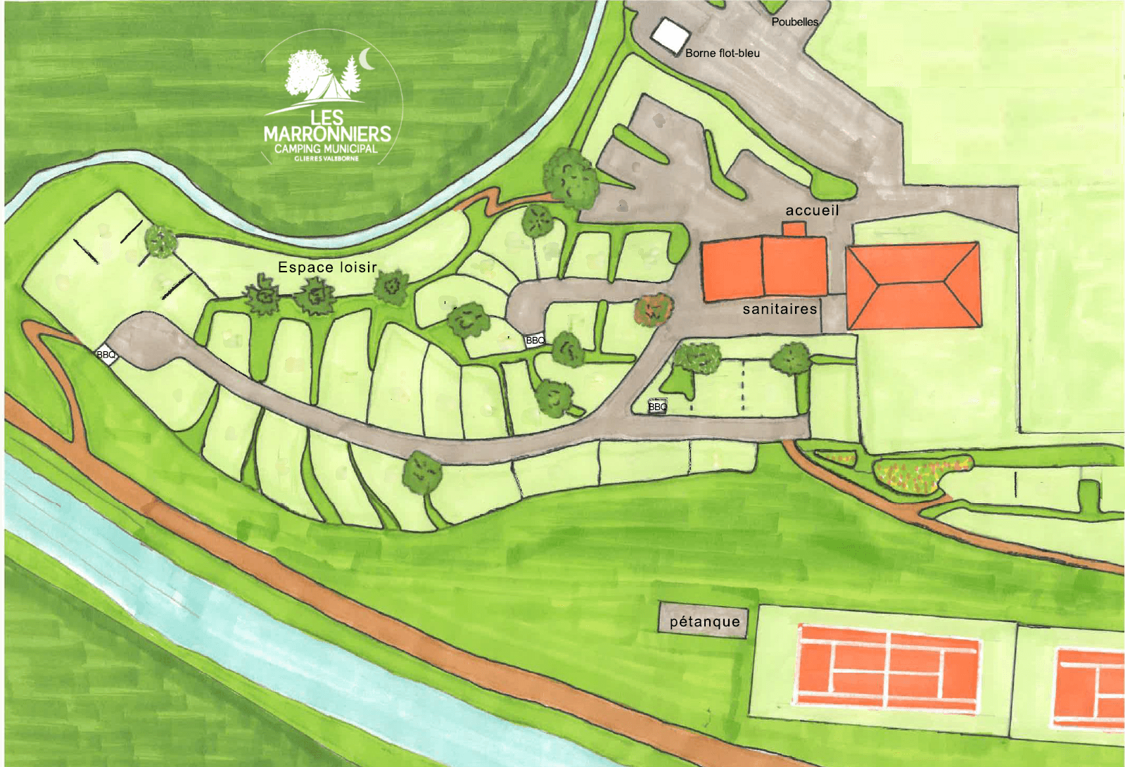 Plan des emplacements du camping